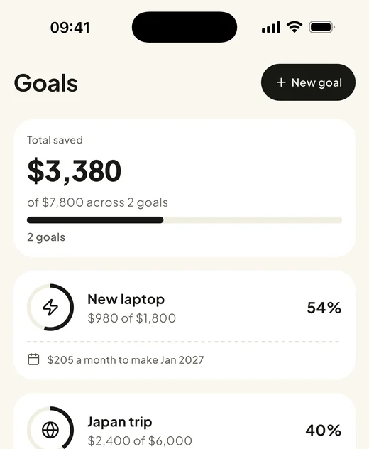 Goals screen